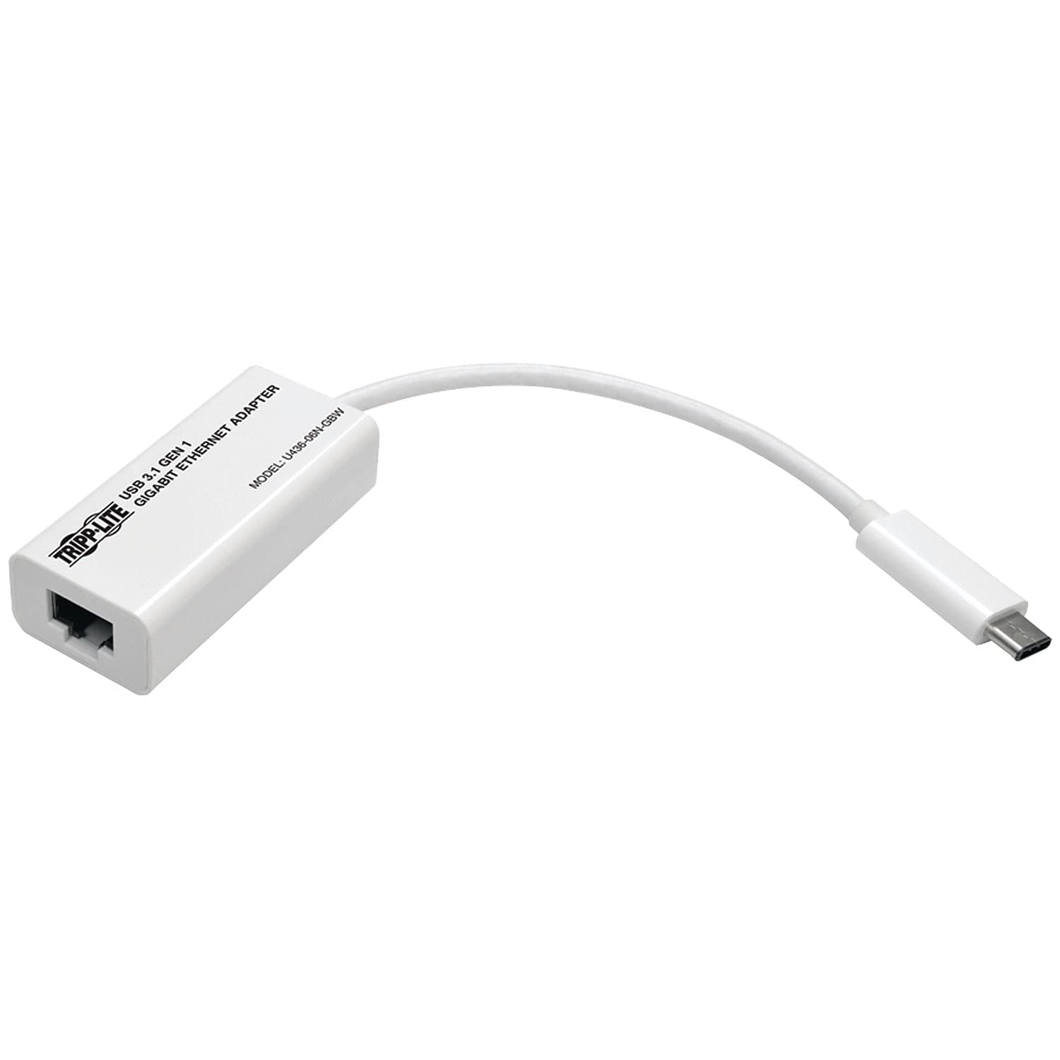 Tripp Lite USB-C to Gigabit Ethernet NIC Network Adapter 10/100/1000 Mbps White