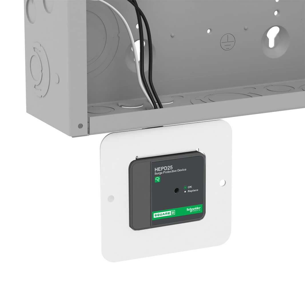Square D By Schneider Electric Hepd25 Universal Whole House Surge Protection Device, 1 Phase, 3 Wire For 120/240V, 25Ka, Black
