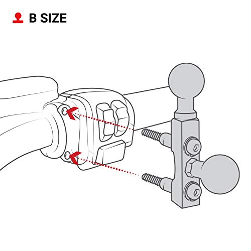 Ram Mounts Ram B 309 6U Motorcycle Brake/Clutch Reservoir Double Ball Base With B Size 1'' Ball