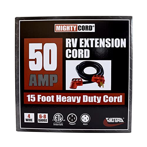 Valterra Mighty Cord       A10 5015Eh Rv 50 Amp Extension Cord, 15 Foot Power Extension Cord, Red