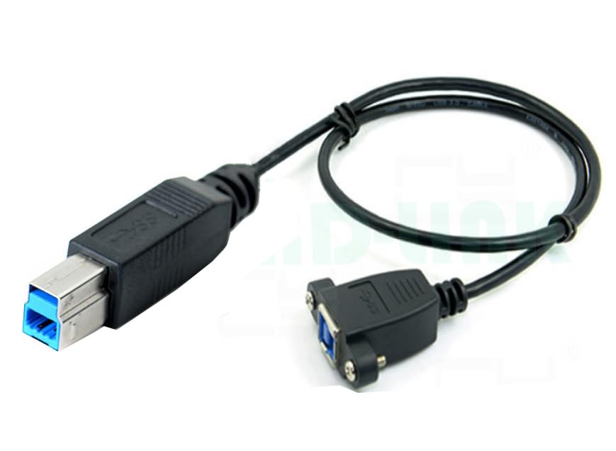 Traovien Usb 3.0 Printer Cable Usb 3.0 B Type Male To Female (Bm Bf) Square Printer Extension Cable With Screws Panel Mount (50C