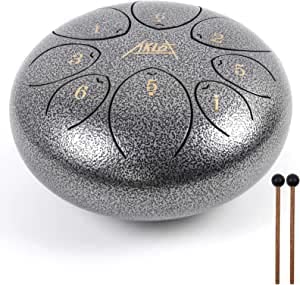 Pinacle Mallets Notes Letered Steel Tongue Drum, AKLOT 8 inch 8 Notes Tank Drum C Key Percussion Ste ...