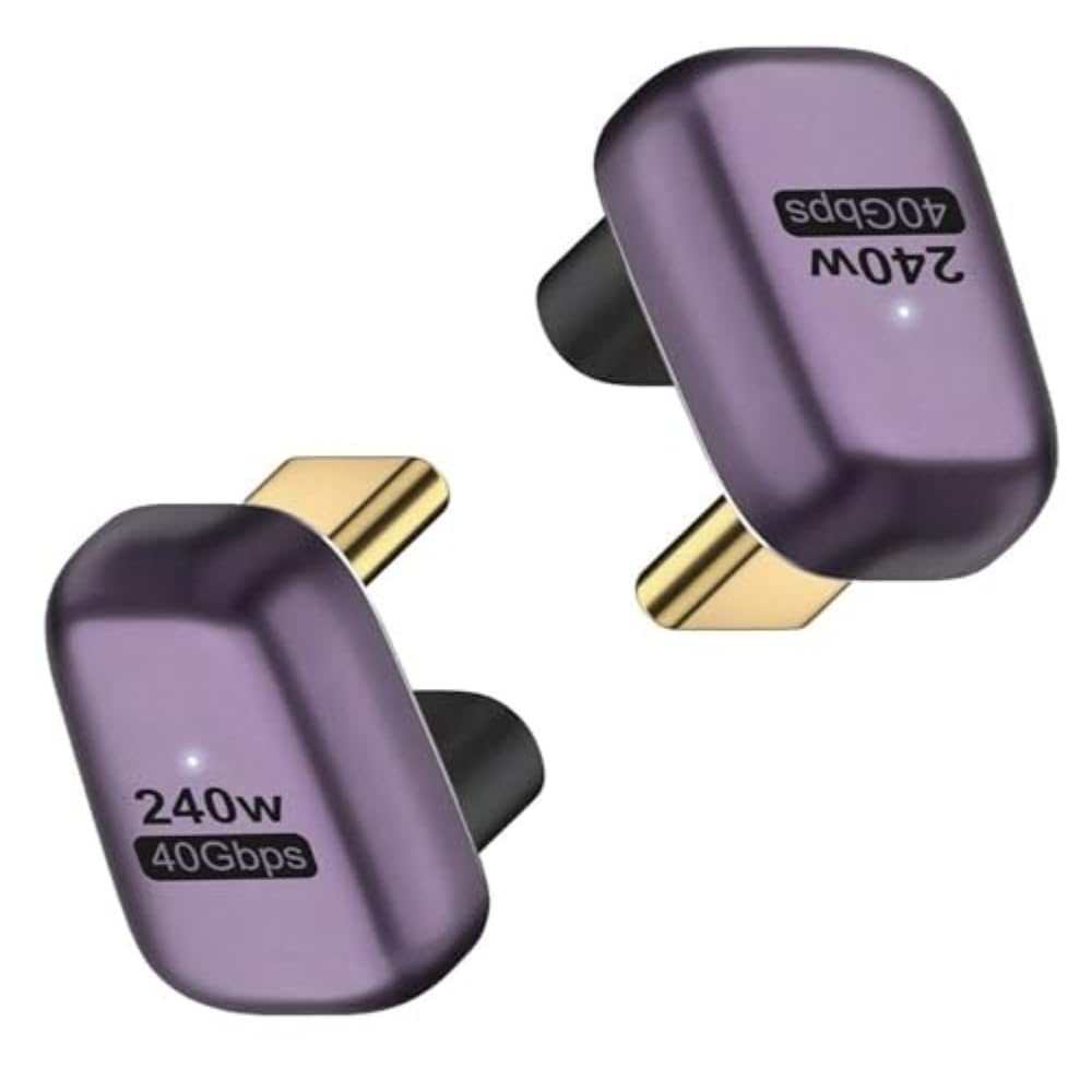 Godspin Usb C U Shape Adapter 40Gbps [2 Pack] 180 Degree Usb C Type C Angle Usb C Male To Female Adapter, 8K At 60Hz Usb 3.1 For Laptop, Tablet, Vr, Camera, Smartphone (2 Pack [U Shape])