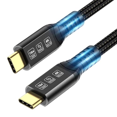 Connbull Thunderbolt 4 Cable Long 16.4Ft Supports 100W Charging Compatible With Thunderbolt 3/ Usb4 Monitor, Macbook Etc
