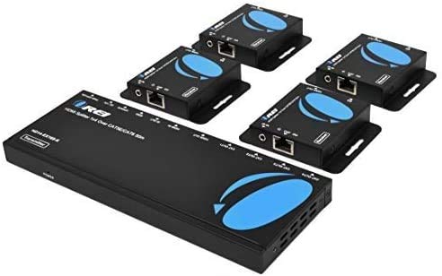 Orei 1X4 Hdmi Extender Splitter Multiple Over Single Cable Cat6/7 1080P With Ir Remote Edid Management   Up To 165 Ft   Loop Out