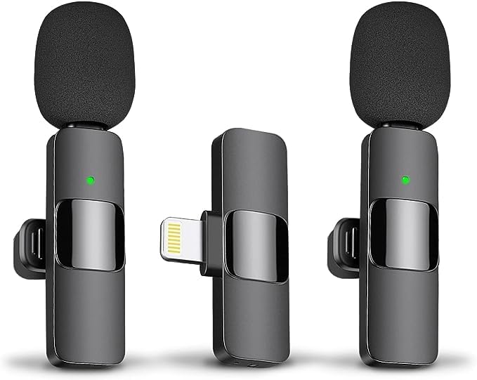 Jounivo 2 Pack Wireless Lavalier Microphone For Iphone, Mini Mic With Noise Cancellation For Interview Video Podcast Vlog Youtub