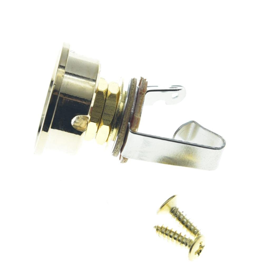 Kaish Gold Brass Metric Electric Guitar Jackplate Electrosocket Jack Plate With Brass Output Mono Jack And Screws For Fender Tel