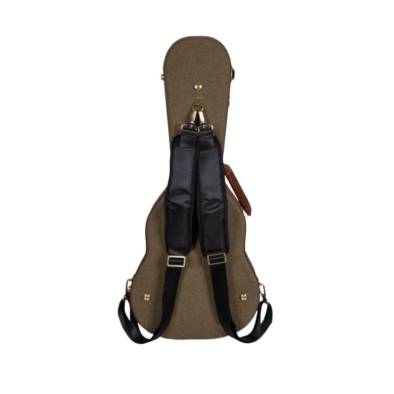 Crossrock Master Series Tenor Ukulele Case For 27 Large Body | Olive Green Eco Tweed Fabric, Re-Engineered Shell, Backpack Str