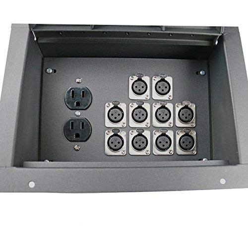 Advance MCS Electronics Pro Audio Stage Recessed Floor Box, 10 XLR, Pre Wired, Steel, Model FBL10+AC-PW