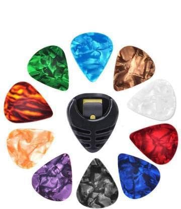Cl The Musicals 0.46Mm Guitar Picks | Pack Of 10 Multicolour Picks With Pick Holder | Thin Celluloid Picks For Acoustic & Electr