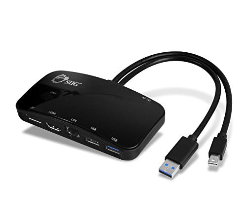 Siig Mini Dp Video Dock With Usb 3.0 Lan Hub (Black)   Mini Displayport To Hdmi Or Displayport, 2 Port Usb Hub With 1 Gigabit Et