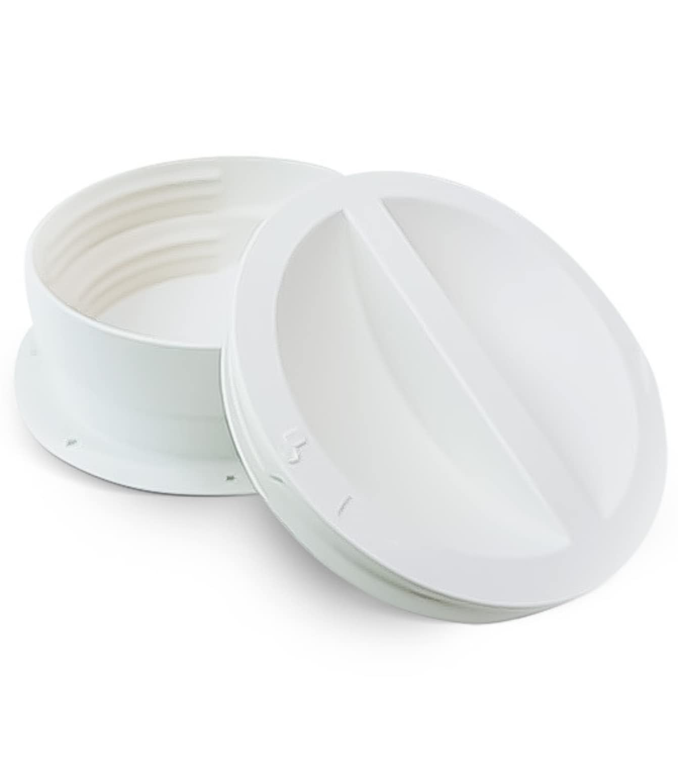 Mobile Ac+ Dual Size Wall Mount Connector For Portable Ac Vent, 6 And 6.5 Inches Hose Compatible, White, Cover Plug Included, Om