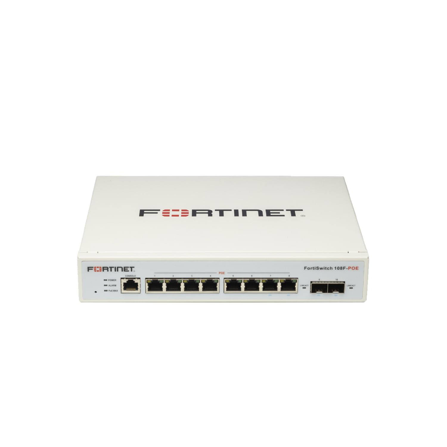 Fortinet FortiSwitch 108FPOE Layer 2 Switch, Managed. 8XGE Port, 2X SFP Port, 1X RJ45 Port. Fanless Design.