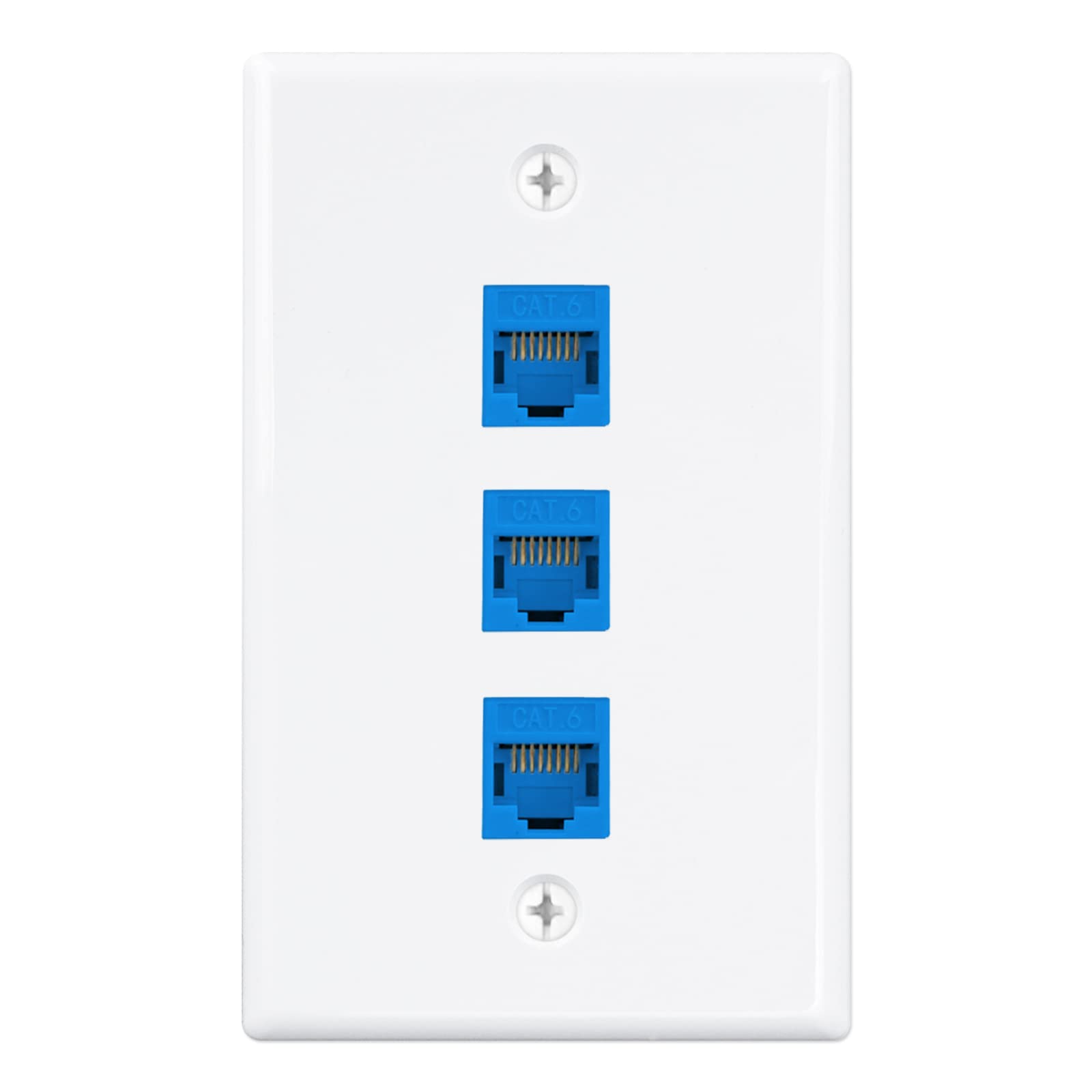 Iwillink (1 Pack) 3 Port Ethernet Wall Plate, Keystone Jack Wall Plate With Rj45 Keystone Inline Coupler Insert, Female To Femal