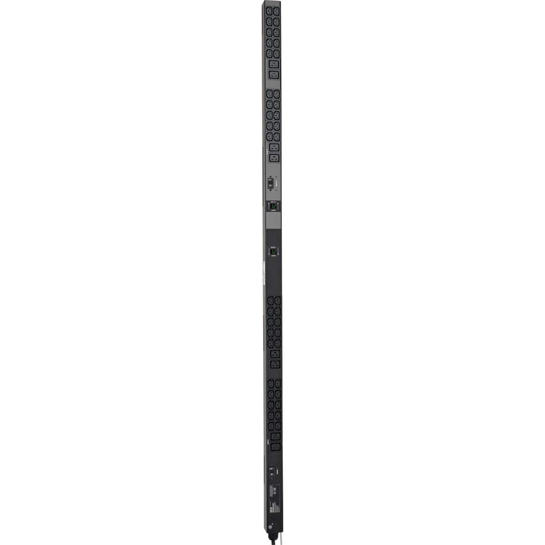 Tripp Lite Metered PDU, 30A, 48 Outlets (8 C19 and 40 C13), 208/240V, L6-30P, 10 ft. Cord, 0U Vertical Rack-Mount Power, TAA (PD
