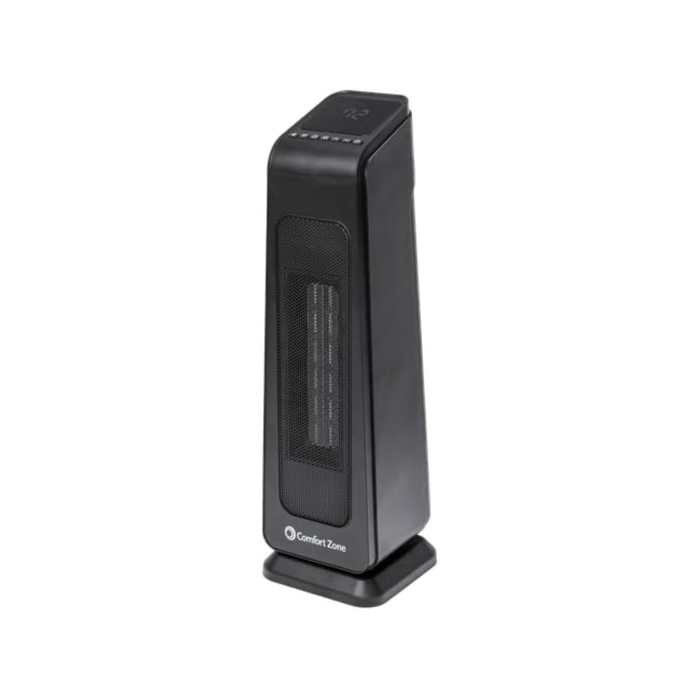 Comfort Zone Space Heaters for Indoor Use, 23 inch, Remote Control, Thermostat,12H Timer, 4 Modes, 50 Degree Oscillation, Portab
