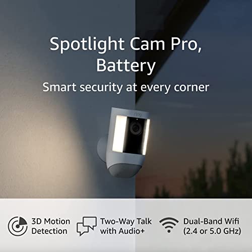Ring Spotlight Cam Pro, Battery | 3D Motion Detection, Two Way Talk With Audio+, And Dual Band Wifi (2022 Release)   White