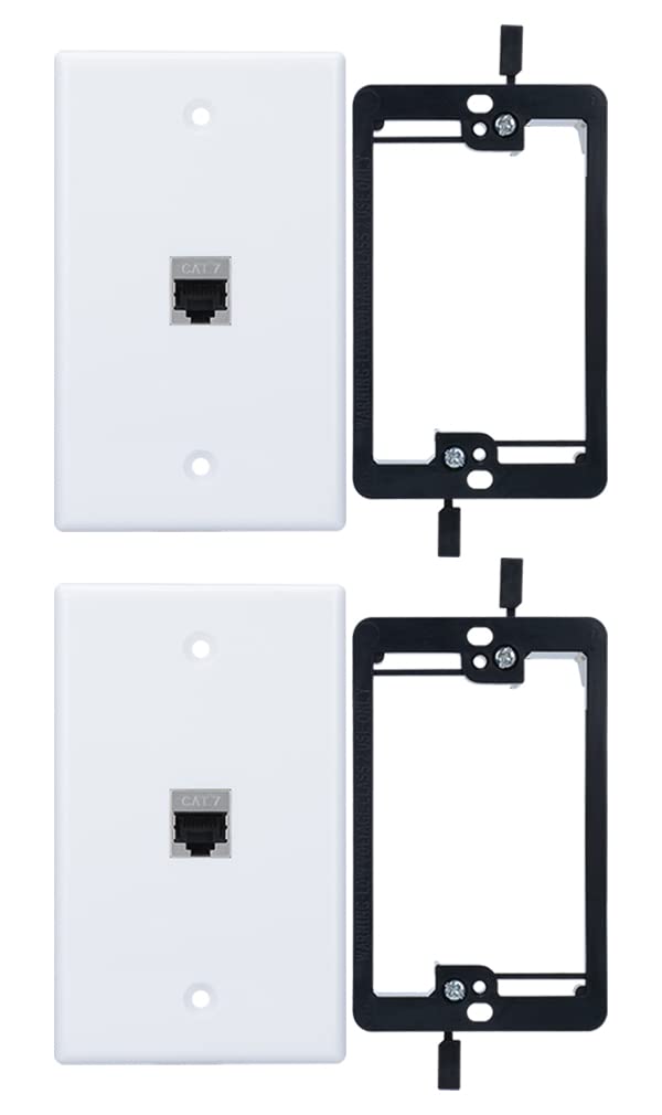 Yoemely Rj45 Wall Plate 1 Port, (White,2 Pack), Cat7 Female To Female Metal Shielded Keystone Coupler, With Single Gang Low Volt