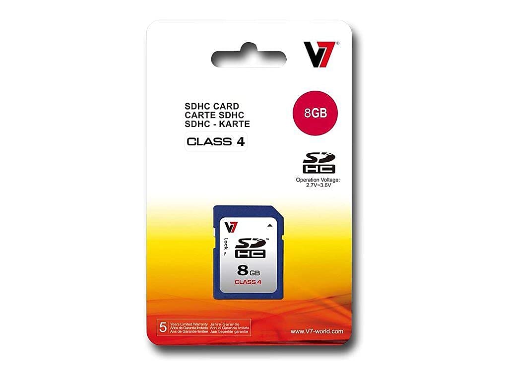 V7 8Gb Sdhc Class 4 Flash Memory Card (Vasdh8Gcl4R 1N)