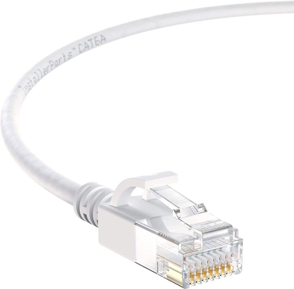 Installerparts Ethernet Cable Cat6A Slim Cable Utp Booted 7 Ft   White   Professional Series   10Gigabit/Sec Network/High Speed
