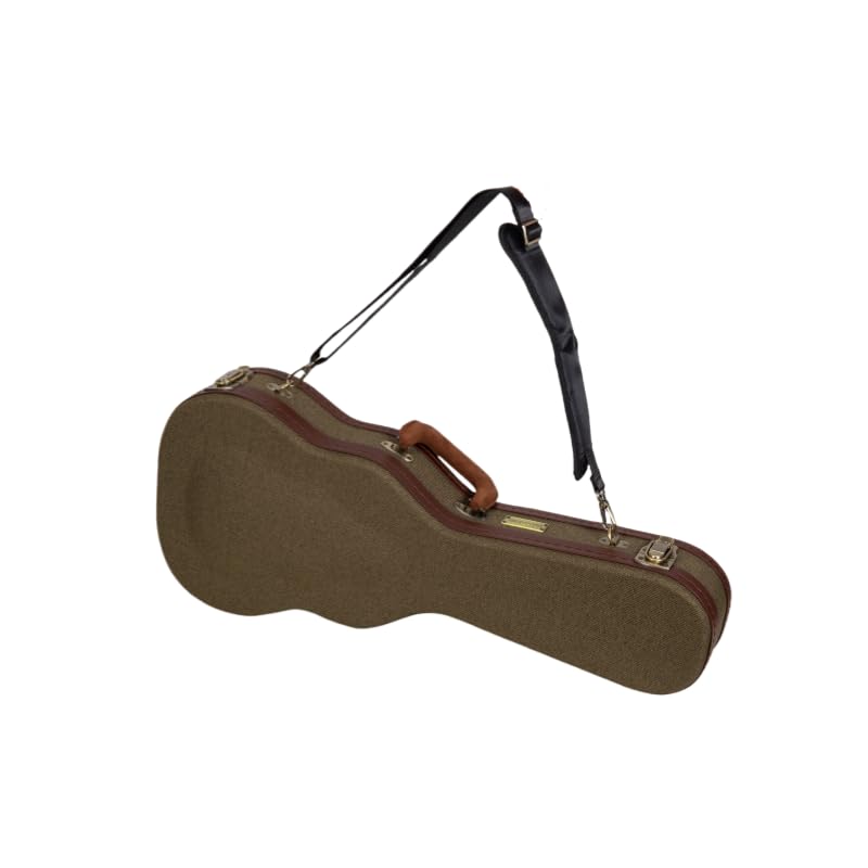 Crossrock Master Series Tenor Ukulele Case For 27 Large Body | Olive Green Eco Tweed Fabric, Re-Engineered Shell, Backpack Str
