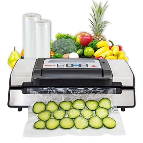 Nesco Deluxe Food Vs 12 Vacuum Sealer, 130 Watts, Kit Bags & Viewing Lid, Compact, Silver
