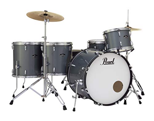 Pearl Roadshow Drum Set 5 Piece Complete Kit With Cymbals And Stands, Charcoal Metallic (Rs525Wfc/C706)