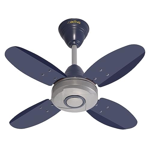Activa Ornet 600Mm Ceiling Fan, 850 Rpm High Speed Air Delivery With 4 Blades, AntiDust Coating, 2 Years Warranty  Silver Blue