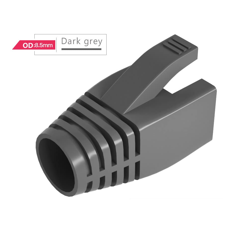 50 Pcs Cat6A Cat7 Cat8 Strain Relief Boot, Rj45 Plug Connector Cover Modular Network Plug Connector Cap Cable Connector Boots, Darkgrey
