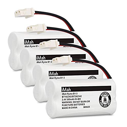 Imah Bt162342/Bt262342 2.4V 300Mah Ni Mh Cordless Phone Batteries Compatible With Vtech Cs6719 Cs6114 Cs6409 Cs6419 Cs6429 At&T Cl80112 El52300 El52400 Handset Telephone, Pack Of 4