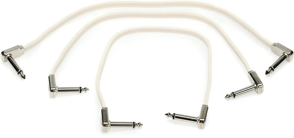 Ernie Ball Flat Ribbon Patch Cable 3 Pack, 12In, White (P06386)