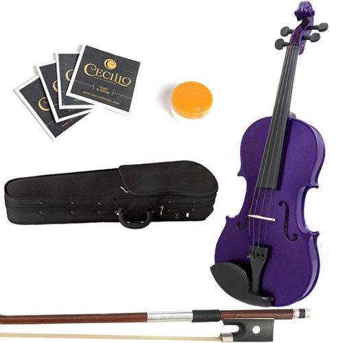 Mendini 16 Inch Ma Purple Solid Wood Viola With Case, Bow, Rosin, Bridge And Strings