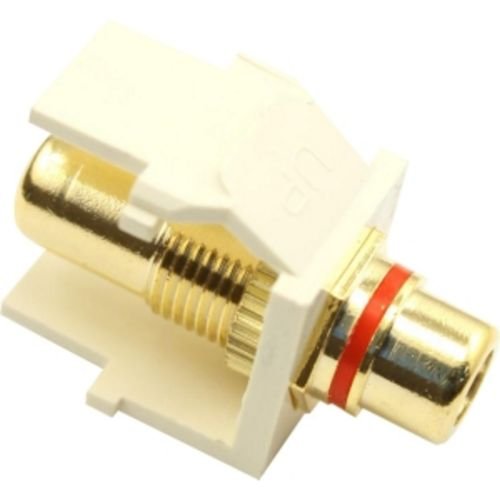 Leviton 40830-BAR Quickport RCA Gold-Plated Connector with Red Stripe, Almond
