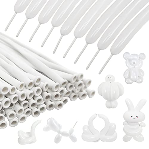 100Pcs 260 Balloons White Long Balloons For Balloon Garland Thickening Skinny Latex Twisting Balloon For Animals Modeling Christ