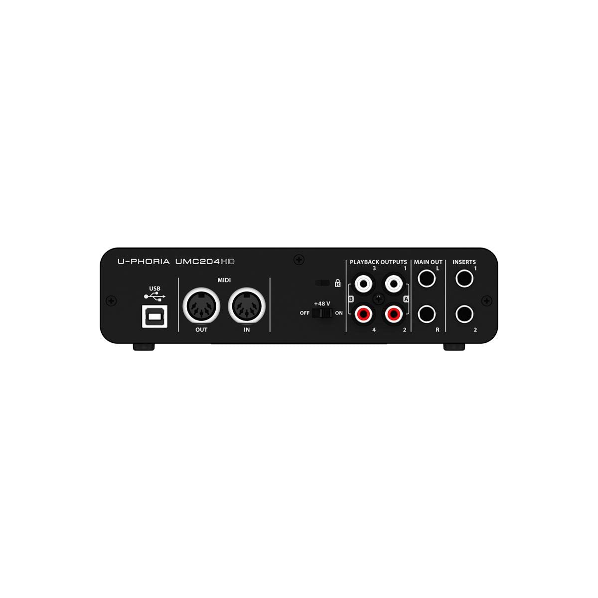Behringer U Phoria Umc204Hd Audiophile 2X4 Usb Audio/Midi Interface With Midas Mic Preamplifiers, 24 Bit/192Khz Resolution