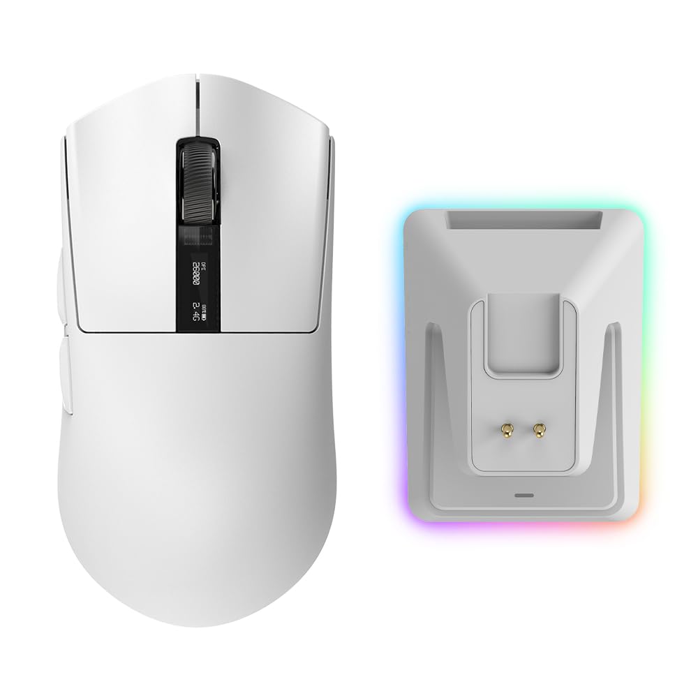 TECWARE EX1 Lightweight Gaming Mouse | 26K DPI Wireless Mouse with OLED Display | 59g Ultra-Light Design | RGB Charging Dock | T