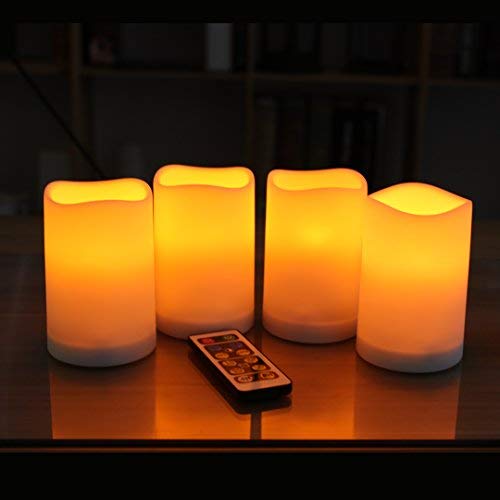 Wralwayslx 4 Pack Led Flameless Candles, Remote Control Candles Decorative Outdoor And Indoor, (2.6'' D X4 H ) Plastic Flickerin