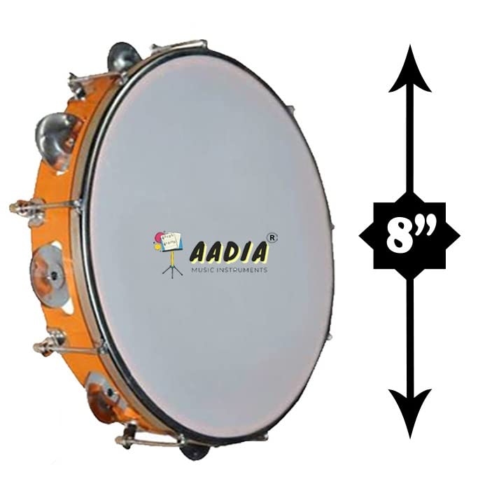 aadia 8 INCH ALUMINIUM TAMBOURINE/DHAPLI/DHAFLI/KHANJRI/KHANJEERA