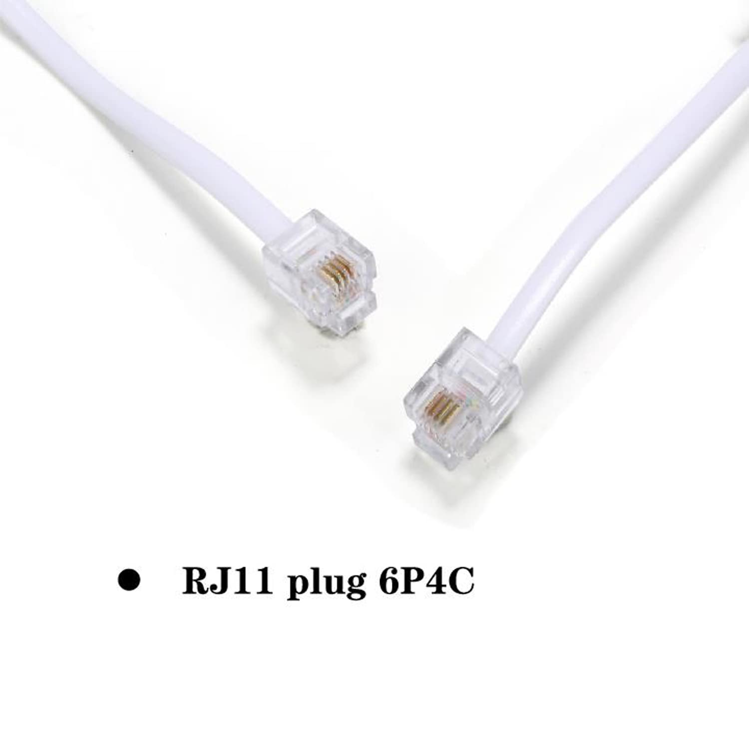 Lansensu 15 Feet Telephone Landline Extension Cord Cable Cord With Standard Rj 11 6P4C Plug (White 15 Ft, 2Pack)