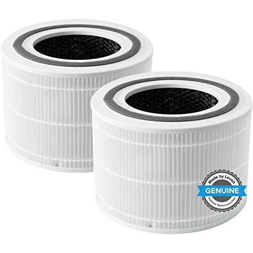 Levoit Air Purifier Replacement Filter, 3 In 1 True Hepa, High Efficiency Activated Carbon, Core 300 Rf, 2 Pack, White