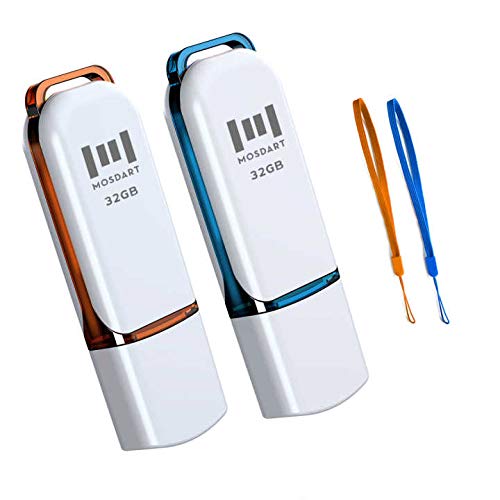 Mosdart 32Gb Usb 2.0 Fat32 Flash Drive 2 Pack 32 Gb Multipack Thumb Drives Jump Drive Memory Stick With Led Light And Lanyards F