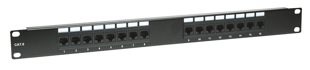 Intellinet 16 Port Cat 6 Network Patch Panel Rackmount   Installer Grade 3Mm 50 Micro Inch Gold Plated Jack Contacts   Black 519