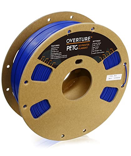 Overture Petg Filament 1.75Mm, 3D Printer Filament, 1Kg Spool (2.2Lbs), Dimensional Accuracy 99% Probability +/  0.03Mm, Fit Mos
