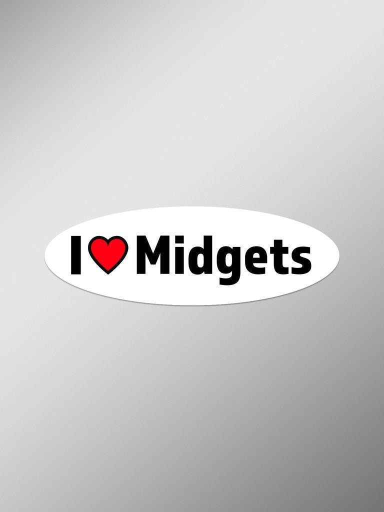 I Love Midgets Vinyl Decals Stickers (Two Pack) | Cars Trucks Vans Windows Walls Laptop Cups | Printed | 2 5.5 Inch Decals | Kcd