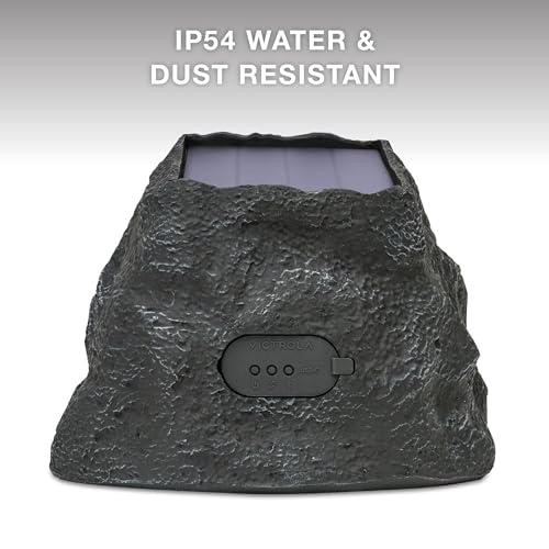 Victrola Rock Speaker Connect, Granite, Wireless Outdoor Speaker With Bluetooth 5.3, 22 Hour Battery Life, With Solar Charging,