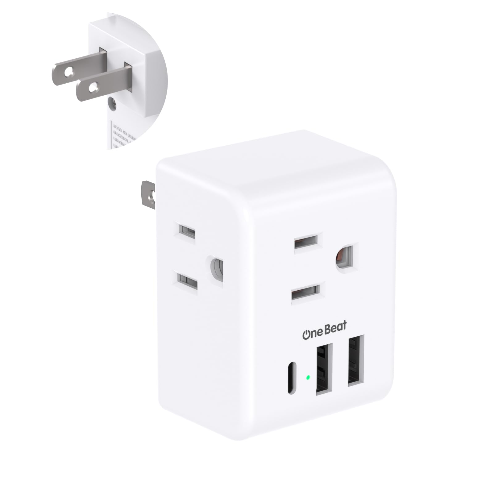 Us To Japan Plug Adapter, 2 Prong To 3 Prong Outlet Adapter With 3 Ac Outlets 3 Usb Ports(1 Usb C), Type A Travel Power Adapter