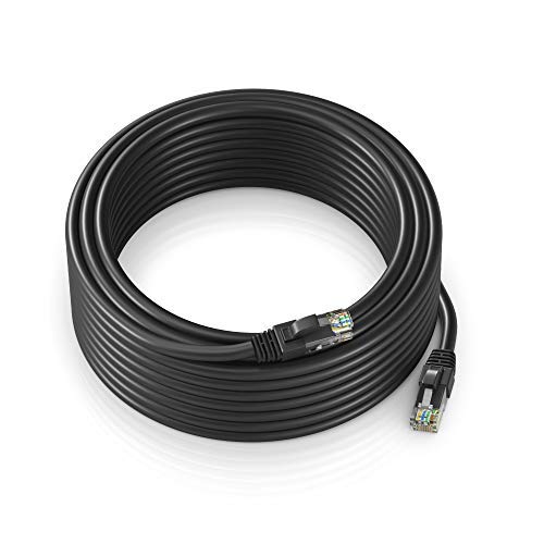 Maximm Ethernet Cable 100 Ft Cat6 High Speed Internet Network Lan Cable Cord, Outdoor Waterproof (Black)