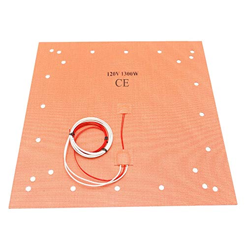 Cr10 S5 Silicone Heater Pad 508 X 508Mm 20'' X 20'' Heated Bed W/ 24 Holes For Creality Cr 10 S5 3D Printer Large Print Bed, Adh