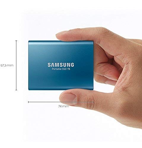 SAMSUNG T5 Portable SSD 500GB - USB 3.1, Up to 540MB/s, Blue, Model MU-PA500B/AM