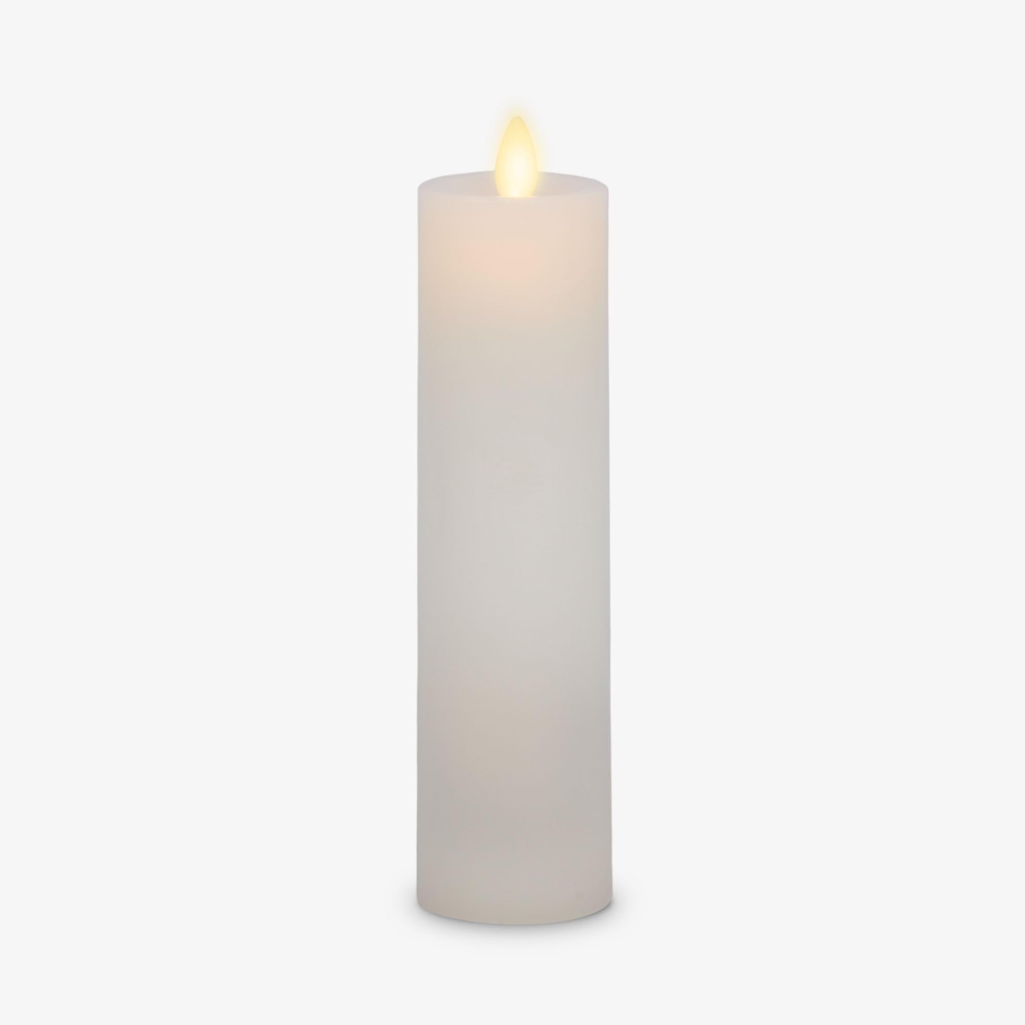 Luminara White Slim Led Pillar Realistic Artificial Moving Flame Candle Classic Slim With Recessed Top   Led Battery Operated Li